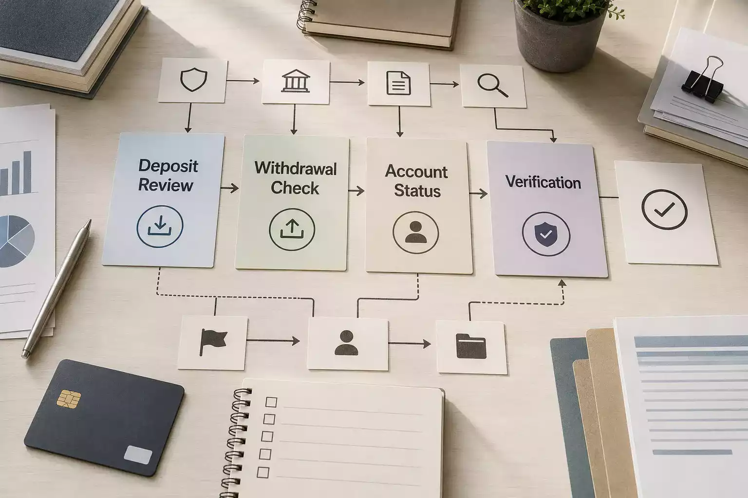 Payment and withdrawal decision flow without brand logos